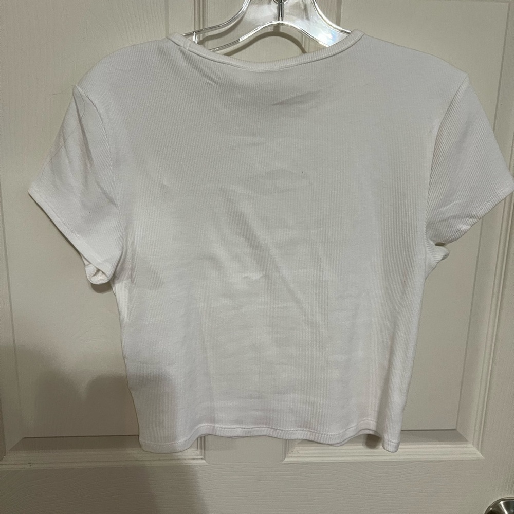 Divided Ribbed Round-neck Cropped Tee sz L NWOT - Picture 2 of 6